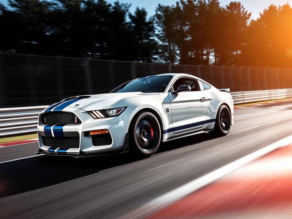 White Shelby on track